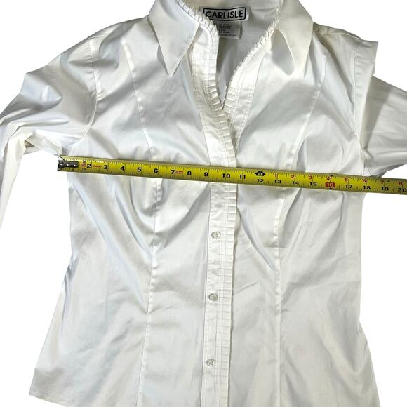 Carlisle White Pleated-Trim Button-Front Blouse – Size 10 – NWT - Picture 7 of 12